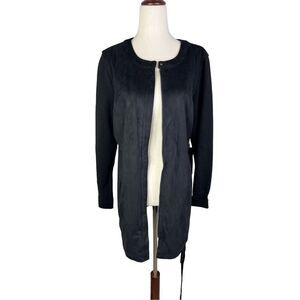 H by Halston jacket women’s size 8 zip up black long sleeve belted designer